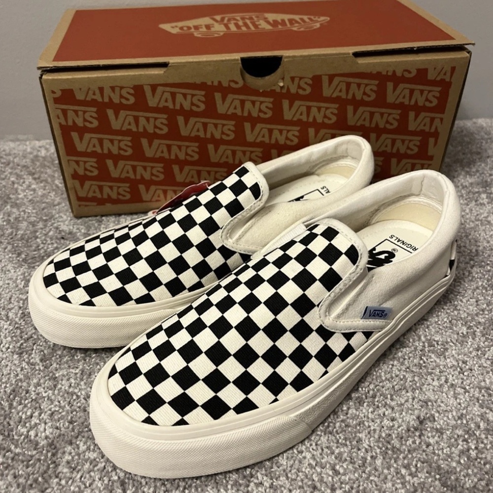 Vans Black and White Checkered Slip-On Sneakers